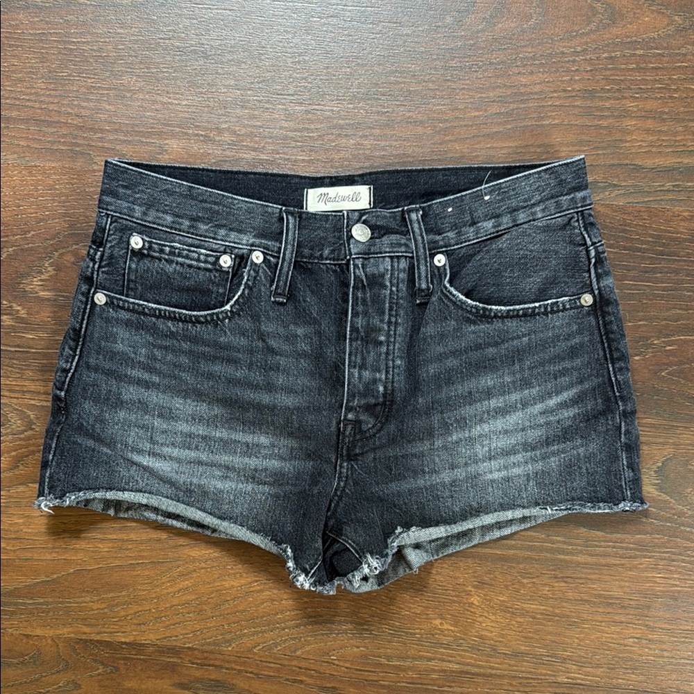 Madewell Black Jean Shorts High-Waisted Distressed